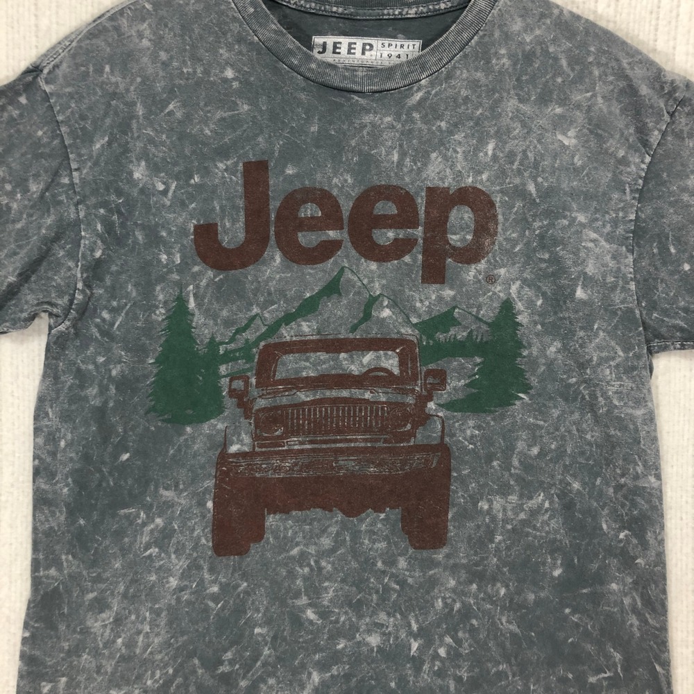 Jeep Spirit 1941 Mens Graphic T-Shirt Grey Mineral Wash Mountain Size‎ M